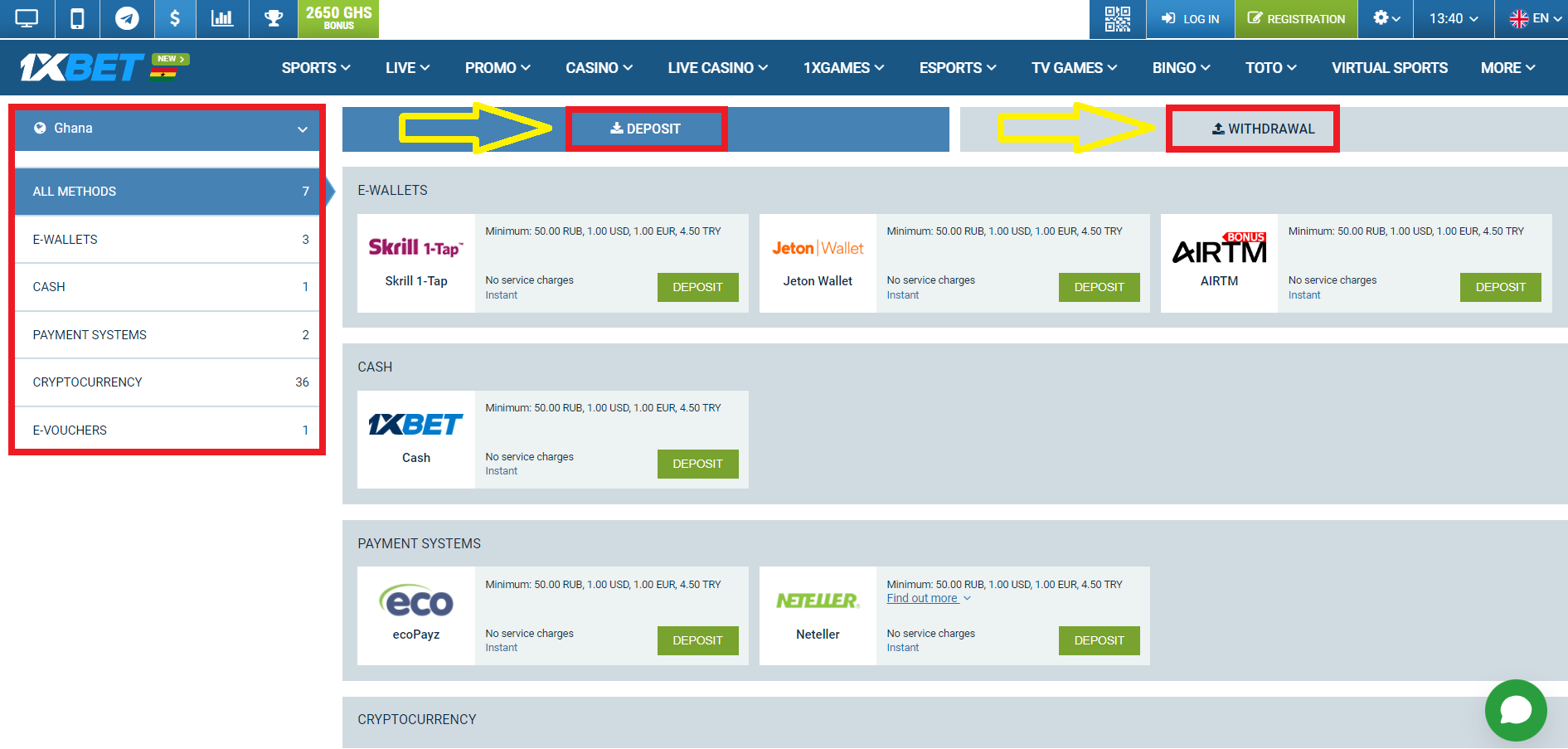 Payment Methods Within the 1xbet App in Ghana